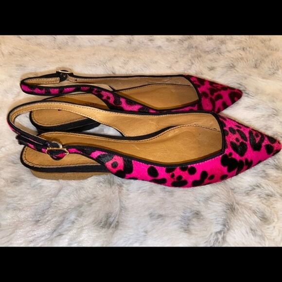 Matiko Fuchsia Pink Leopard Pointed Toe Flats 6 36 - Picture 3 of 7